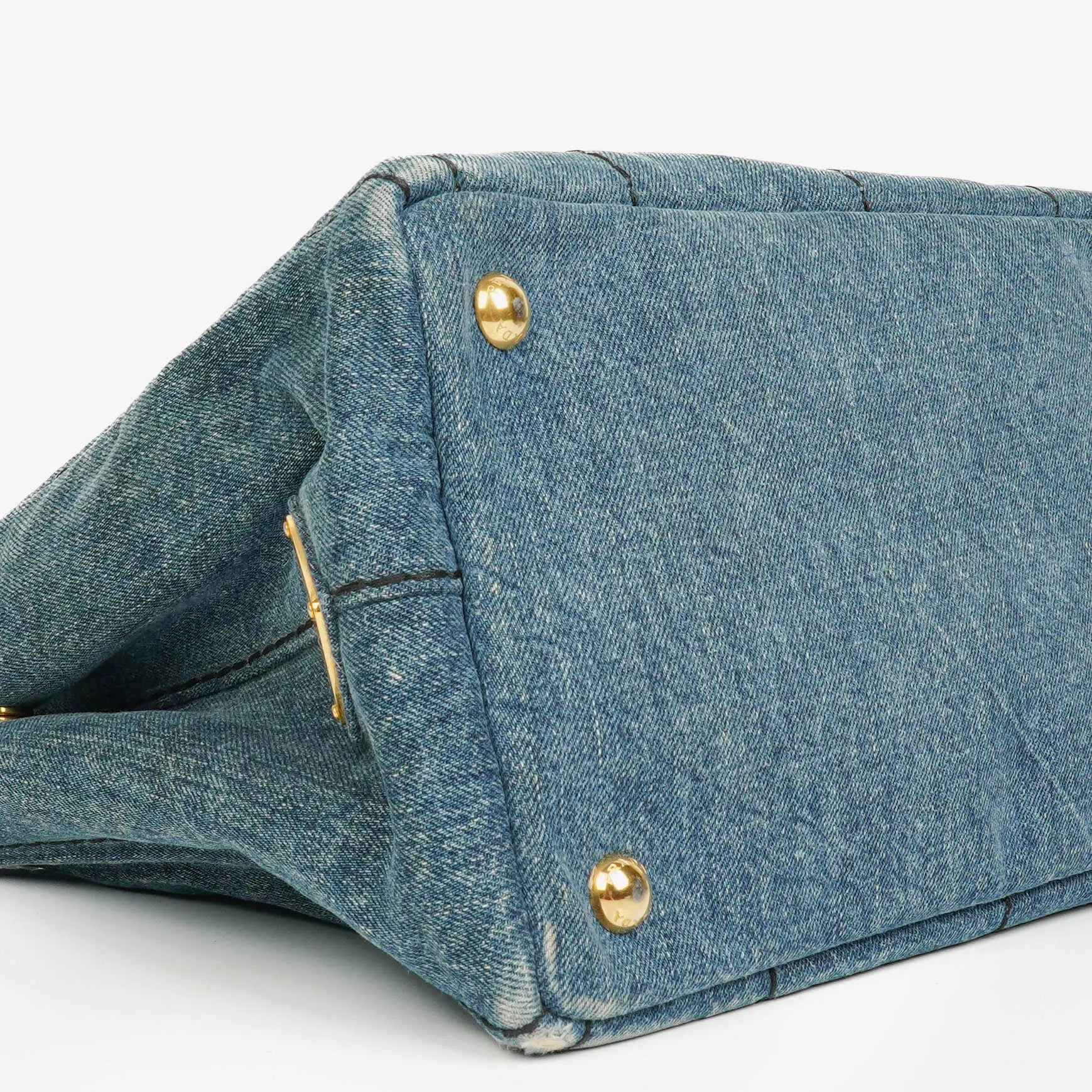 Prada Denim Logo Tote Bag