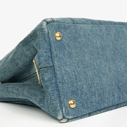Prada Denim Logo Tote Bag