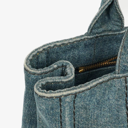 Prada Denim Logo Tote Bag