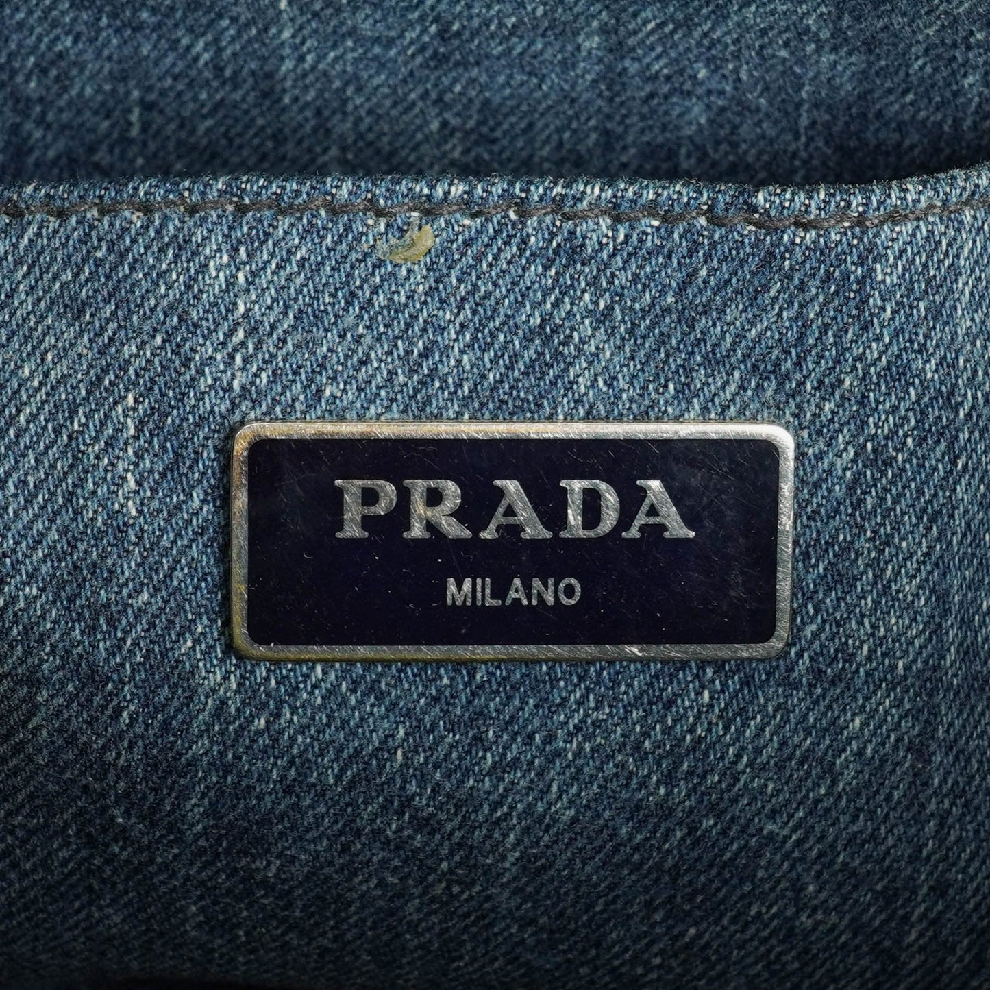 Prada Denim Logo Tote Bag