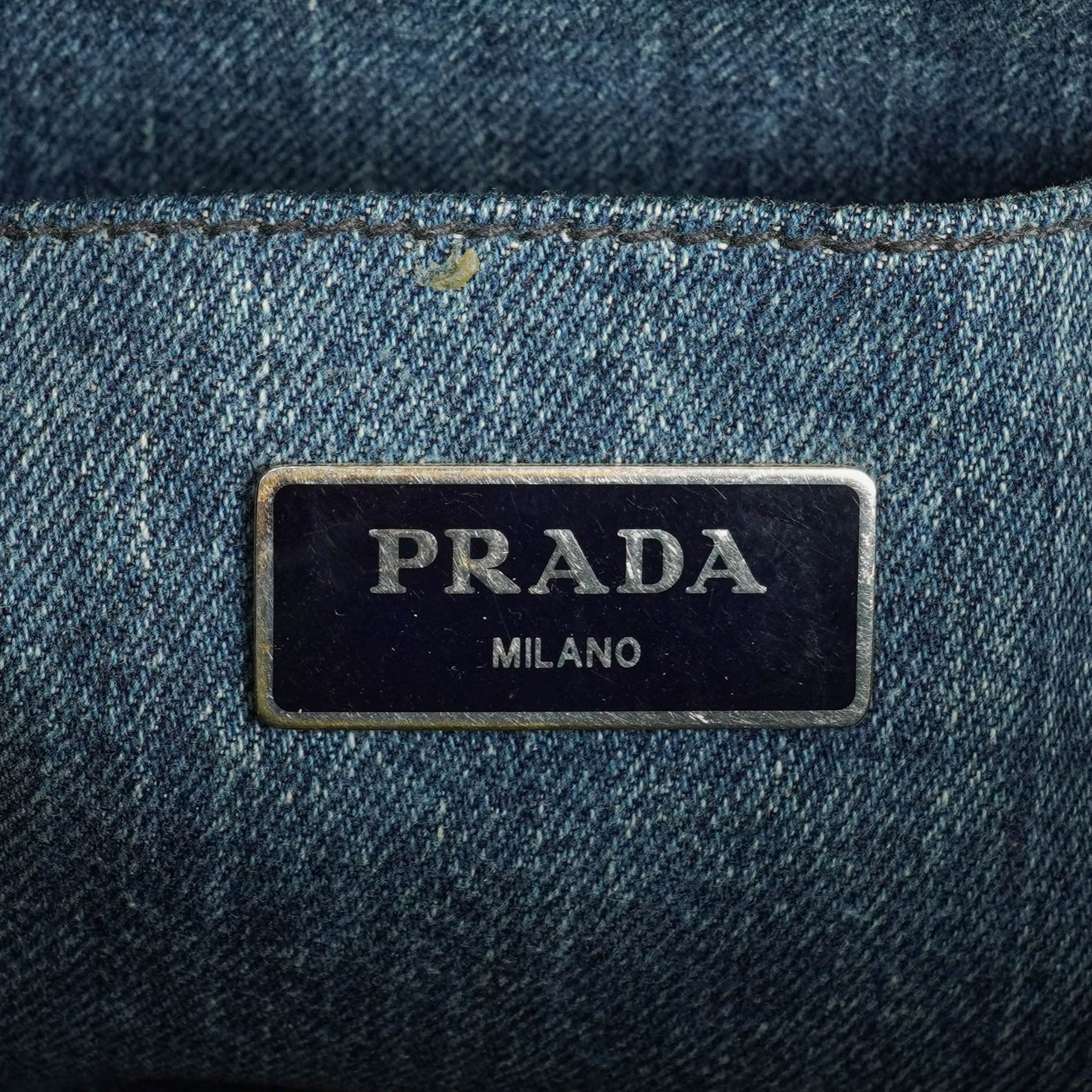 Prada Denim Logo Tote Bag