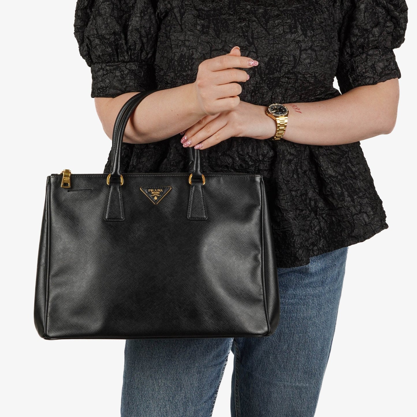 Prada Galleria Large Double-Zip Tote aus Saffiano Lux Leder