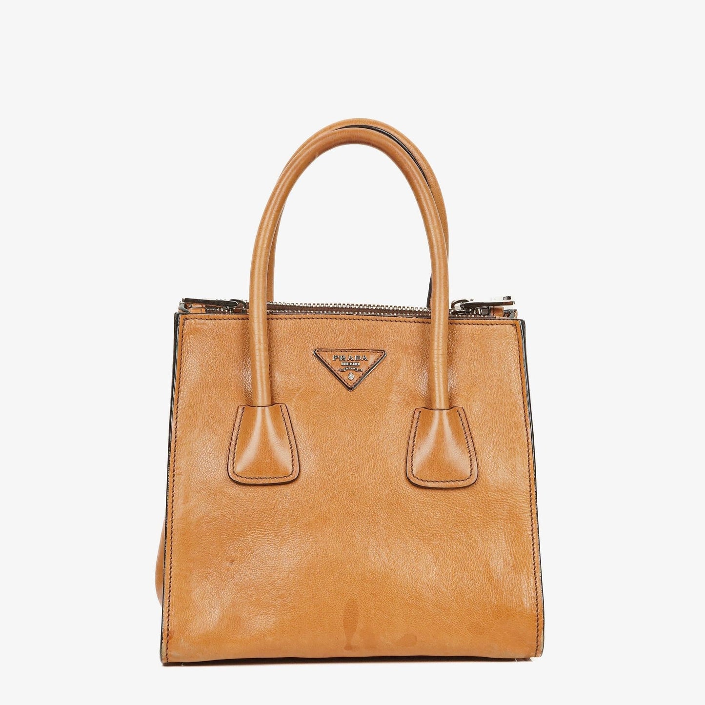 Prada 2-Wege-Handtasche aus Glace Kalbsleder mit Doppelfach