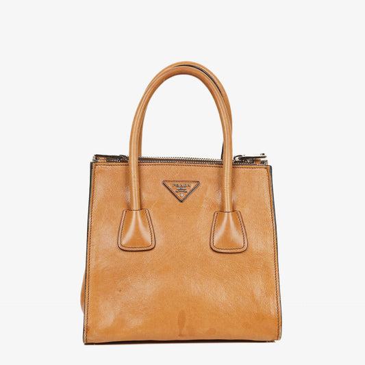 Prada 2-Wege-Handtasche aus Glace Kalbsleder mit Doppelfach