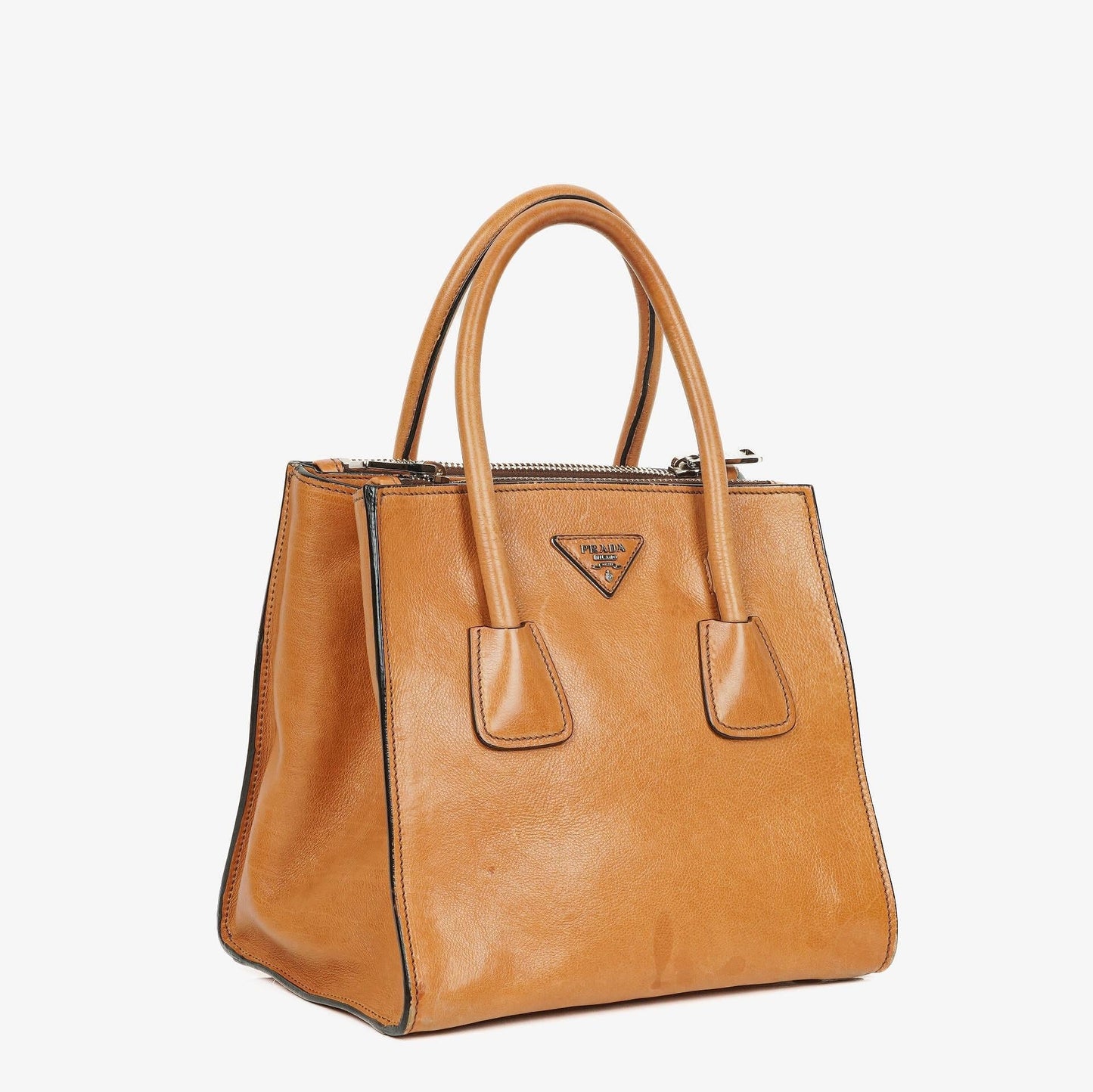 Prada 2-Wege-Handtasche aus Glace Kalbsleder mit Doppelfach