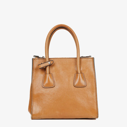 Prada 2-Wege-Handtasche aus Glace Kalbsleder mit Doppelfach