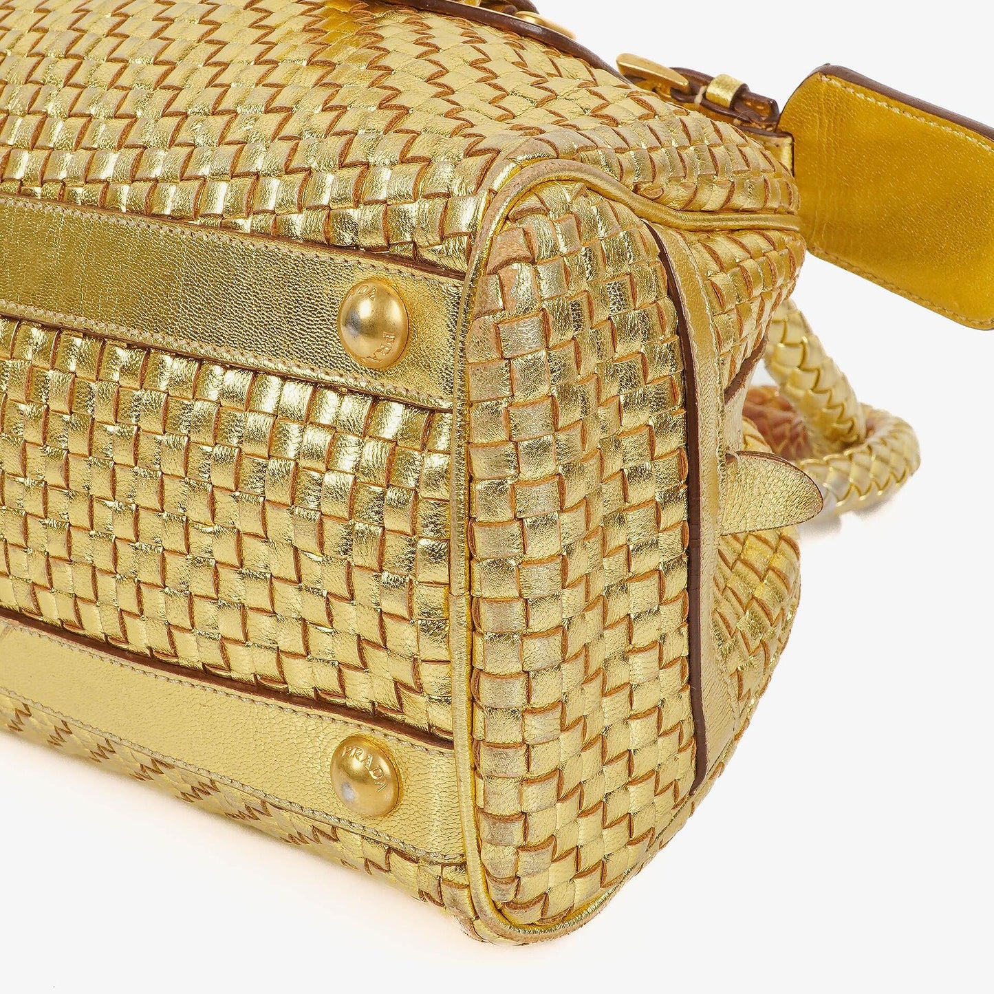 Prada Intreccio Madras Oro Leder Schultertasche