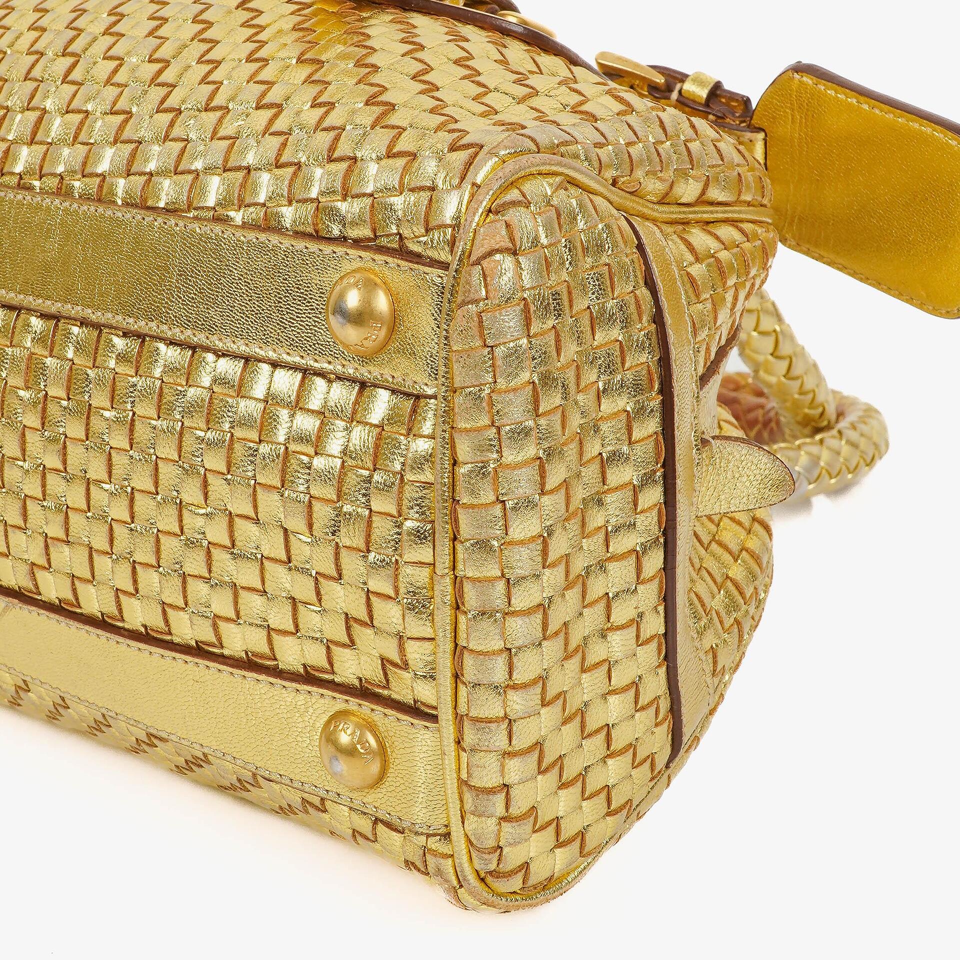 Prada Intreccio Madras Oro Leder Schultertasche