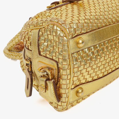Prada Intreccio Madras Oro Leder Schultertasche