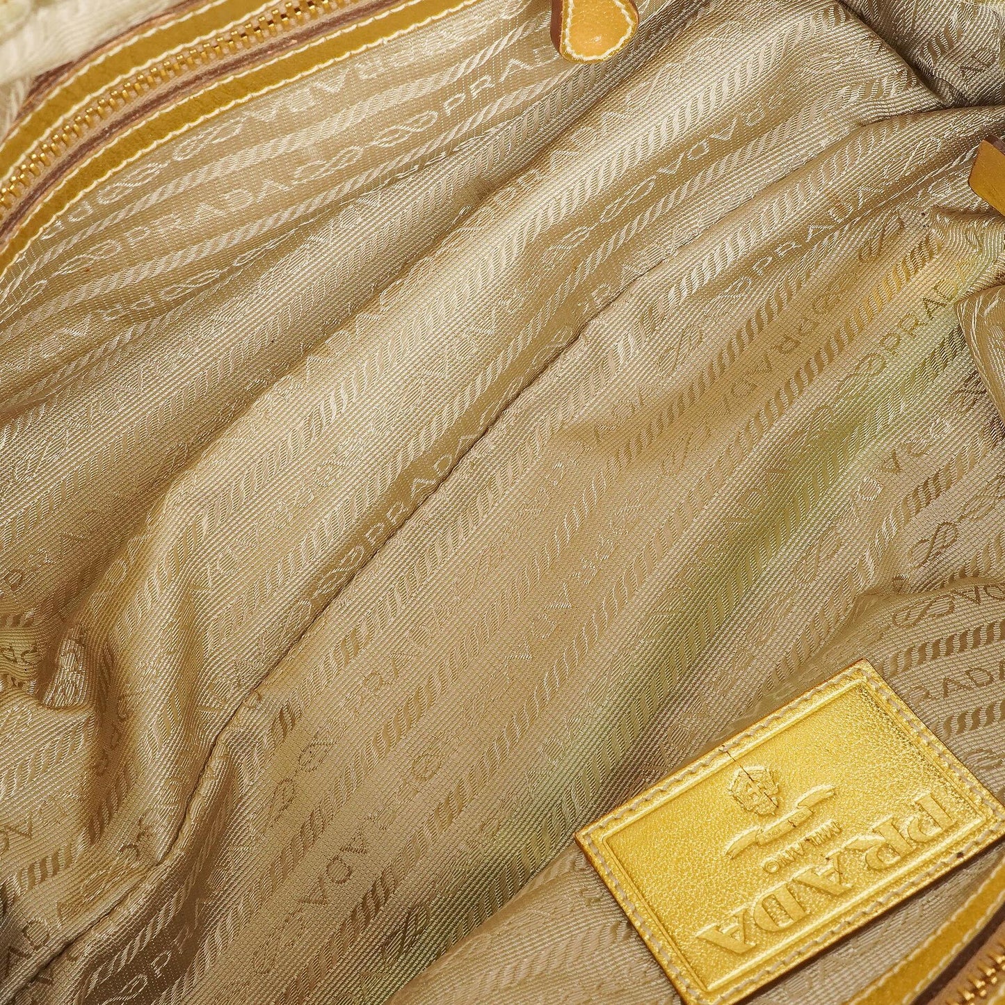Prada Intreccio Madras Oro Leder Schultertasche