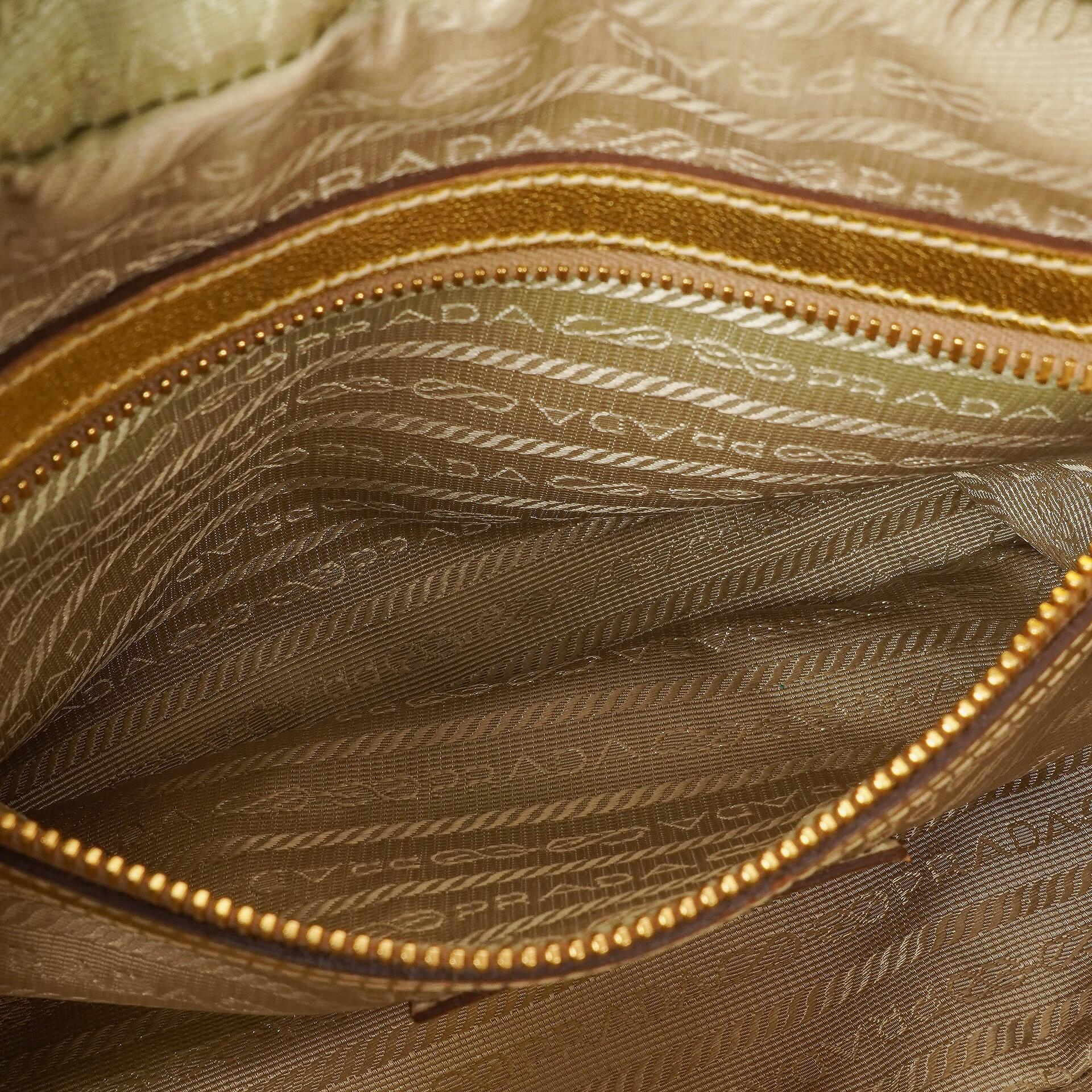 Prada Intreccio Madras Oro Leder Schultertasche