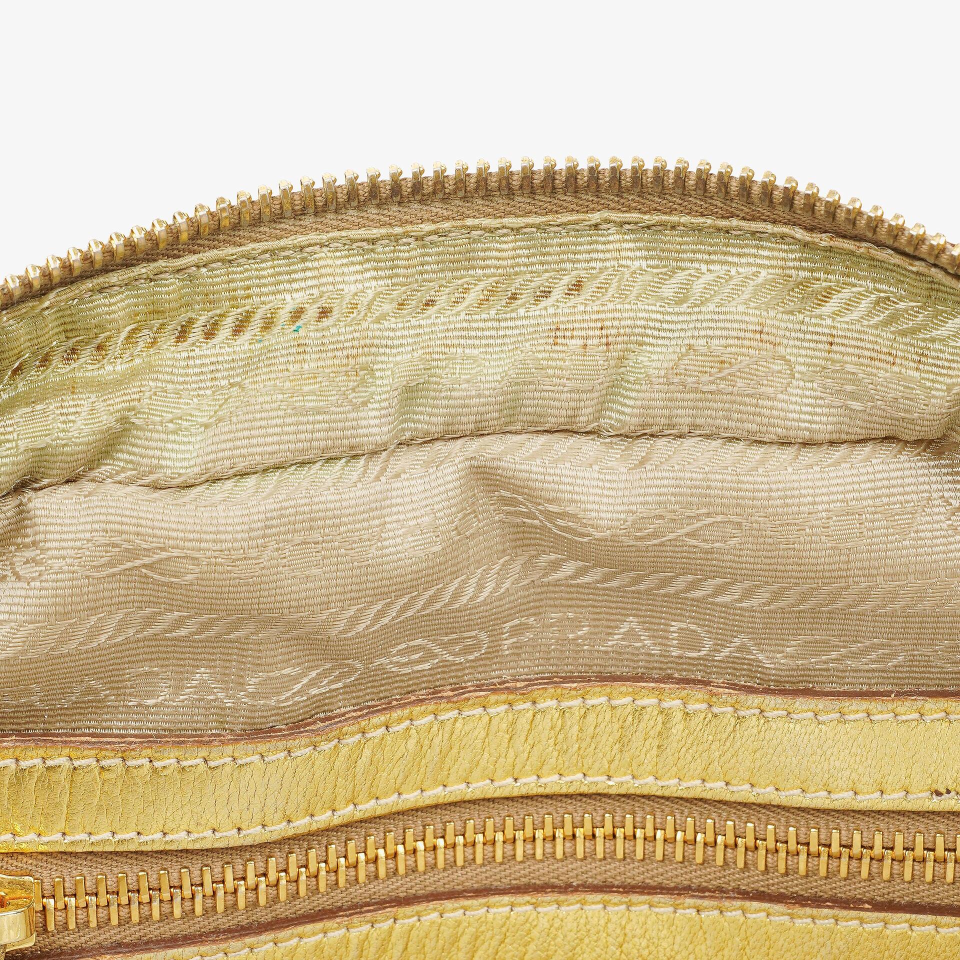 Prada Intreccio Madras Oro Leder Schultertasche