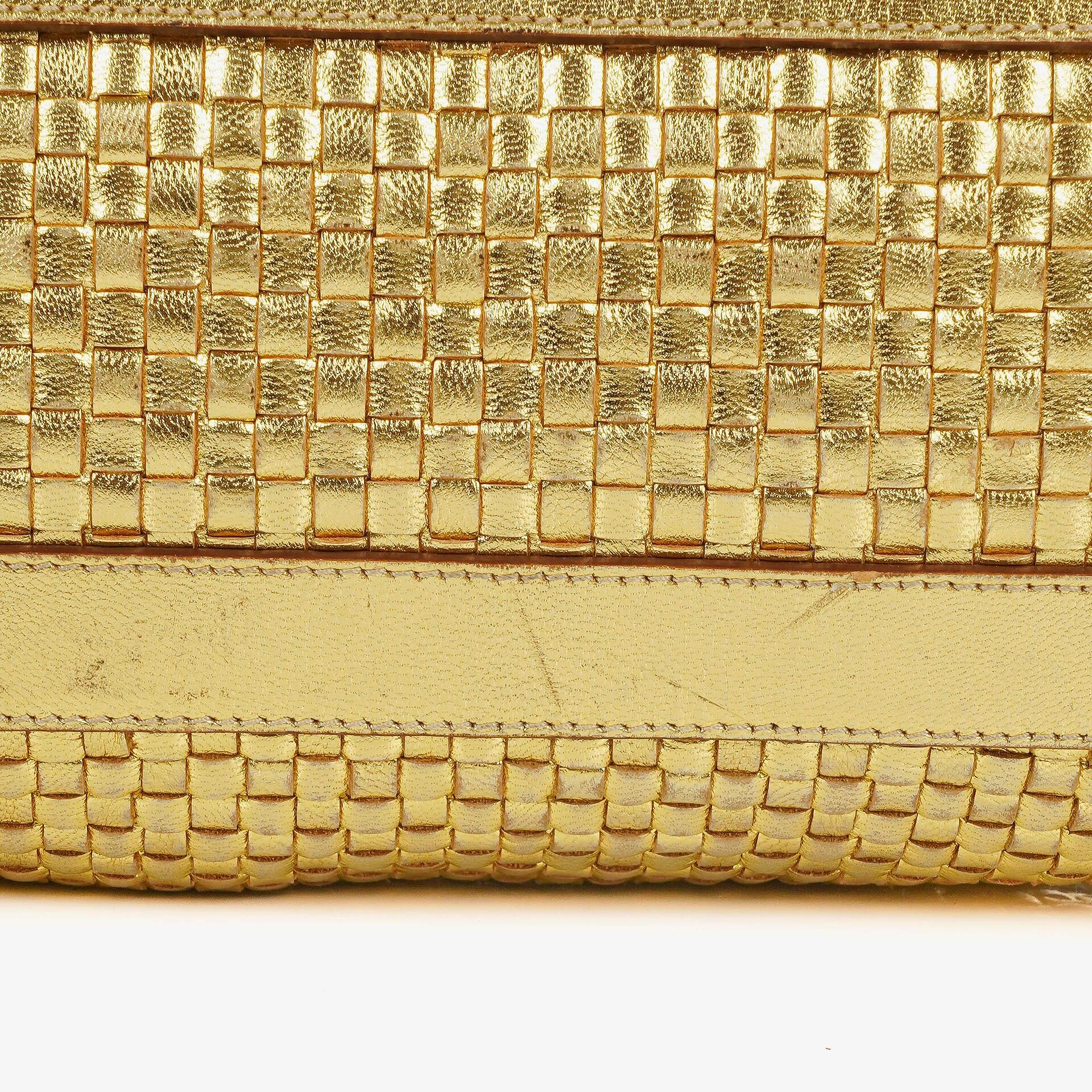 Prada Intreccio Madras Oro Leder Schultertasche