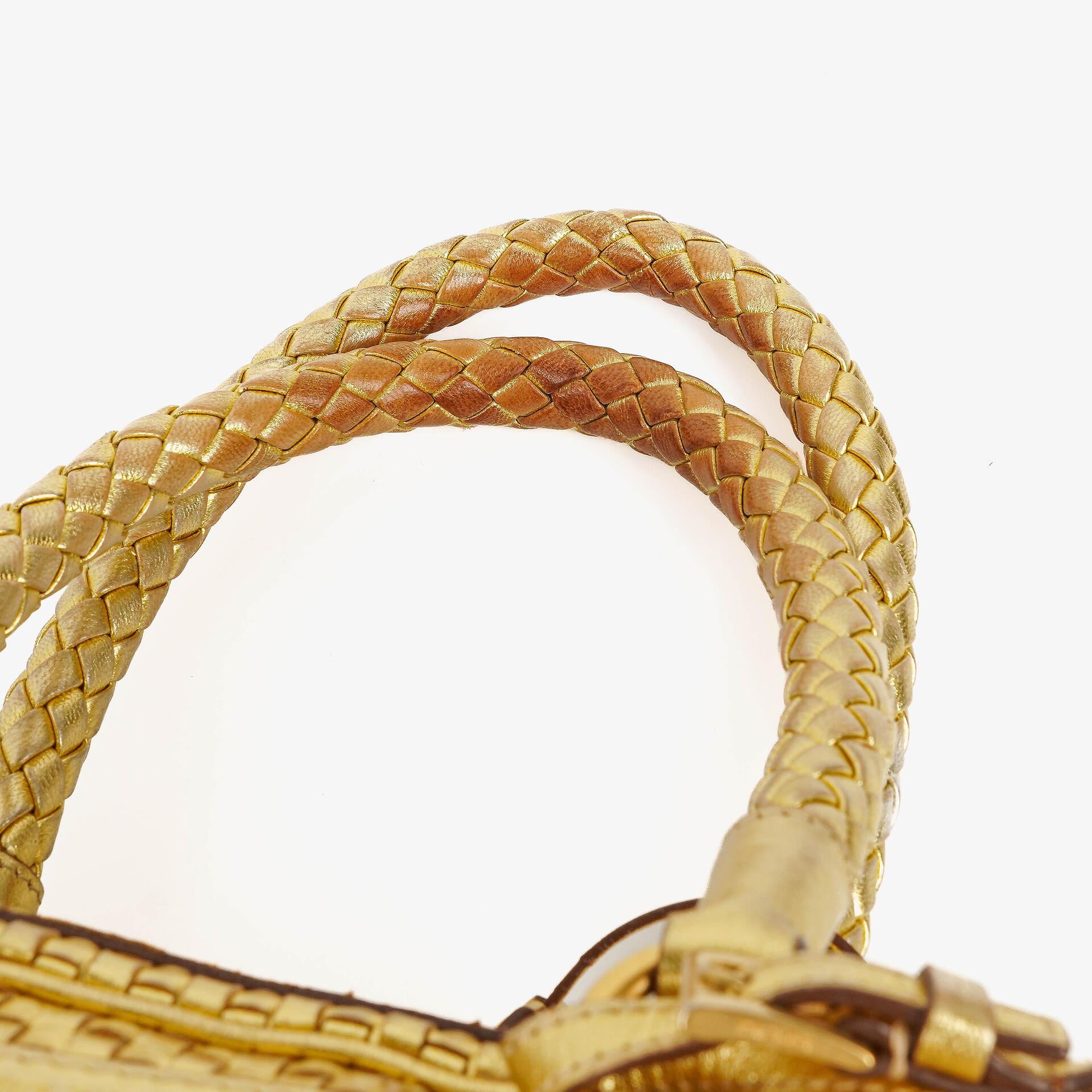 Prada Intreccio Madras Oro Leder Schultertasche