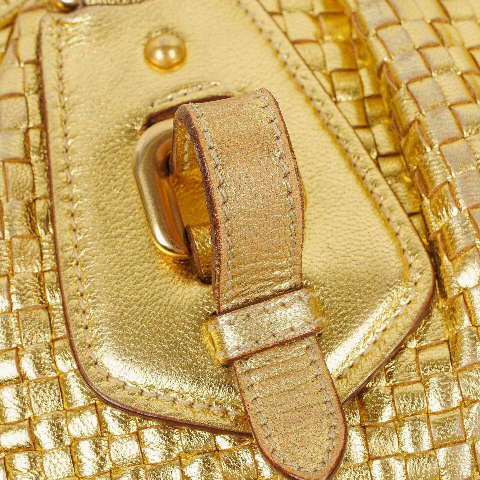 Prada Intreccio Madras Oro Leder Schultertasche