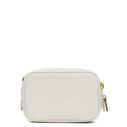 Prada Mini Camera Umhängetasche aus Talco Saffiano Leder