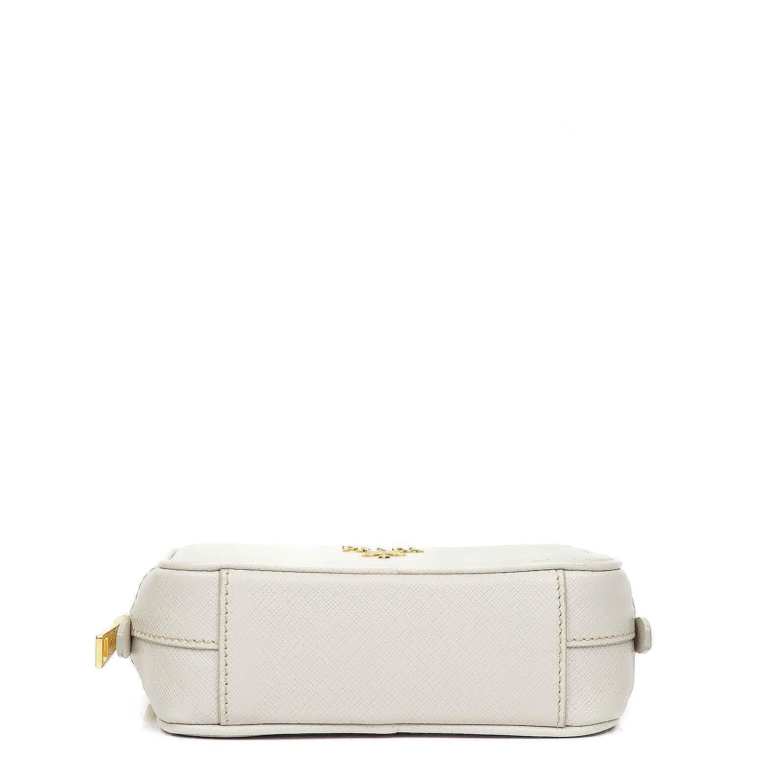 Prada Mini Camera Umhängetasche aus Talco Saffiano Leder