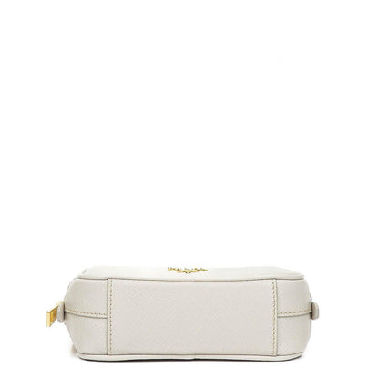 Prada Mini Camera Umhängetasche aus Talco Saffiano Leder