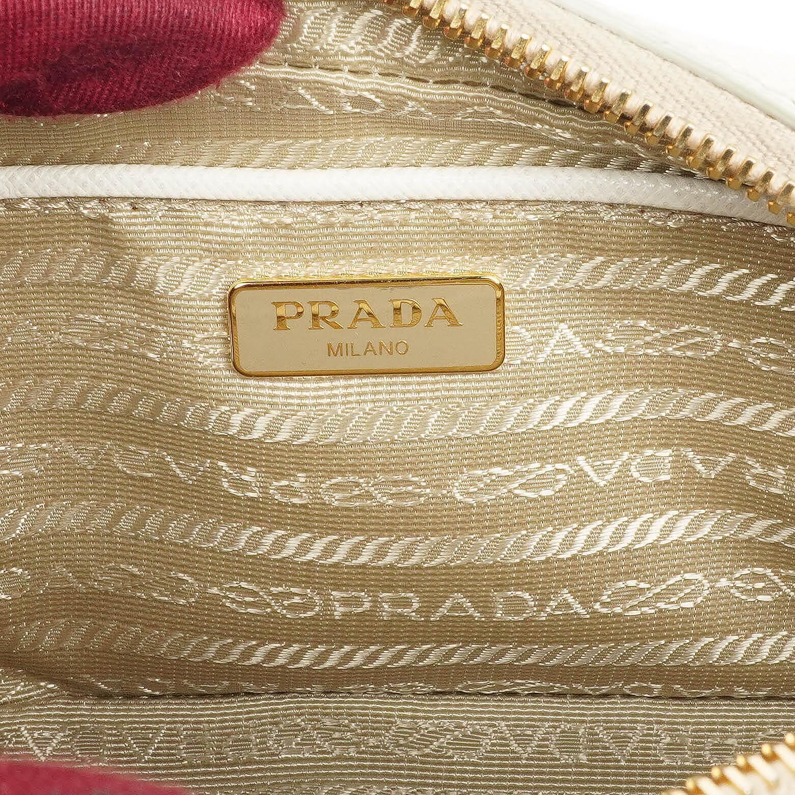 Prada Mini Camera Umhängetasche aus Talco Saffiano Leder