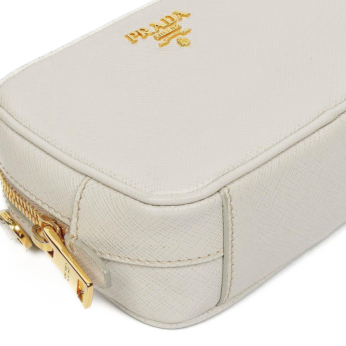 Prada Mini Camera Umhängetasche aus Talco Saffiano Leder