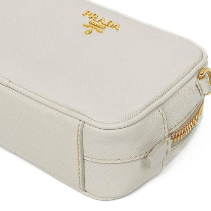 Prada Mini Camera Umhängetasche aus Talco Saffiano Leder