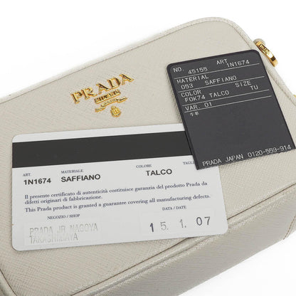 Prada Mini Camera Umhängetasche aus Talco Saffiano Leder
