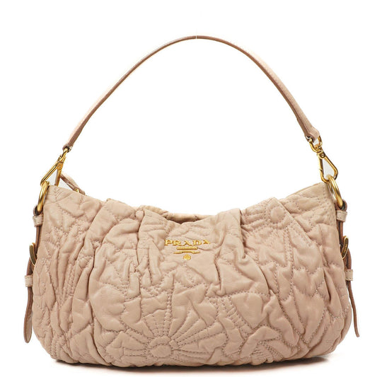 Prada Nappa Stiche Rosa Beige Schultertasche