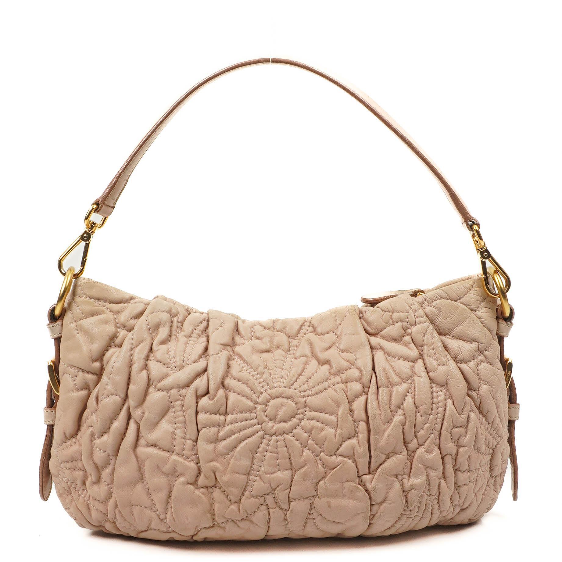 Prada Nappa Stiche Rosa Beige Schultertasche