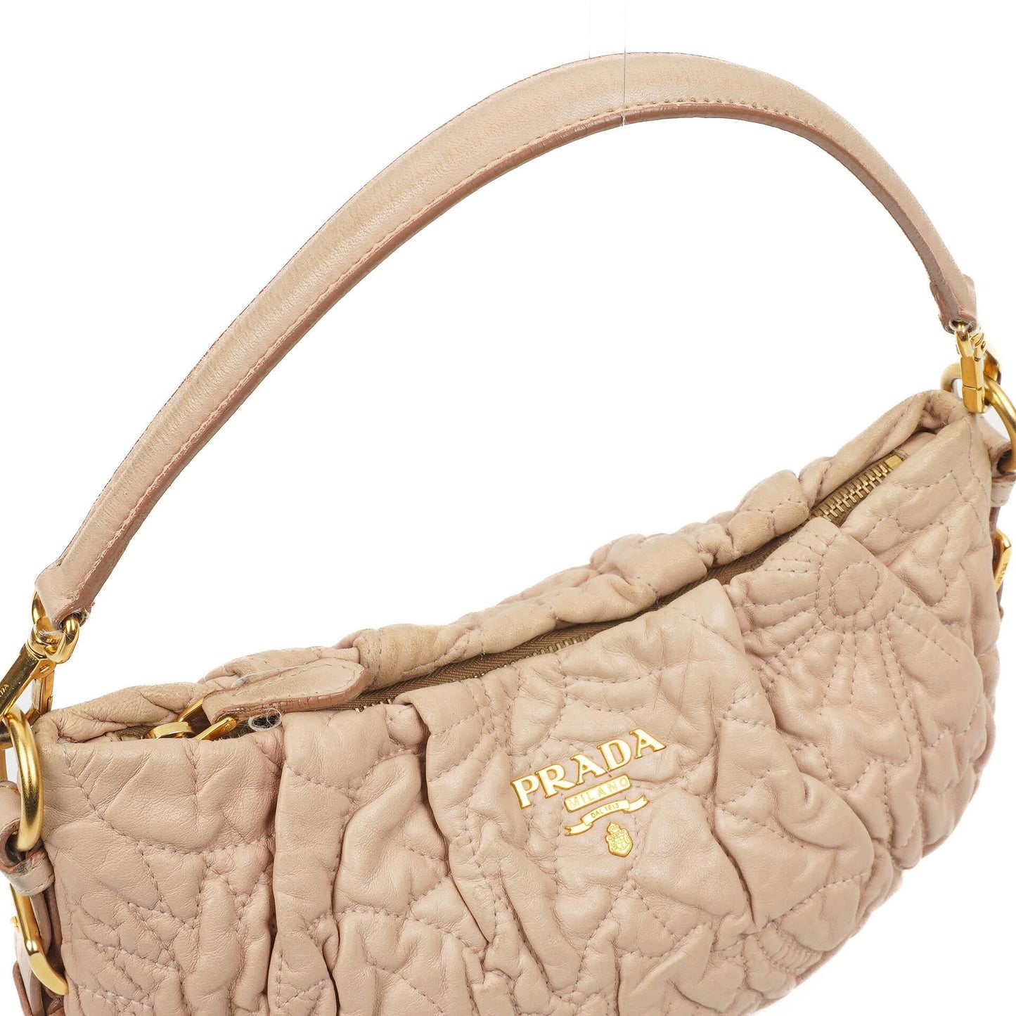 Prada Nappa Stiche Rosa Beige Schultertasche