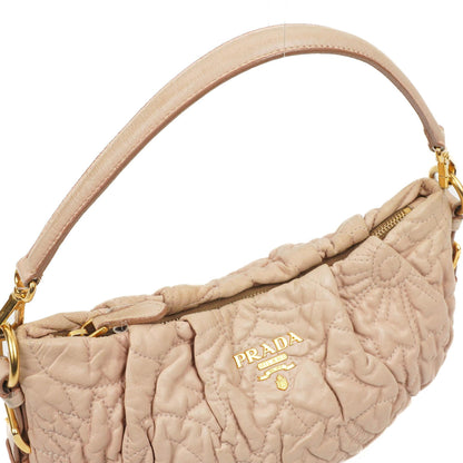 Prada Nappa Stiche Rosa Beige Schultertasche