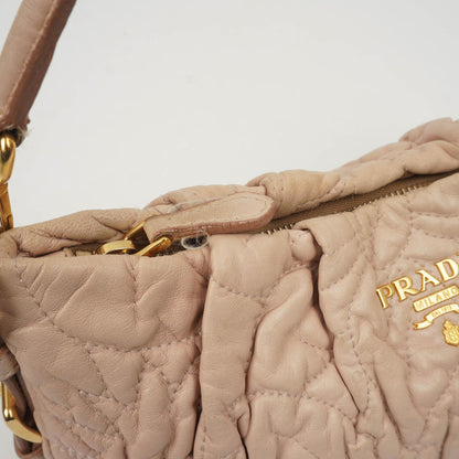 Prada Nappa Stiche Rosa Beige Schultertasche