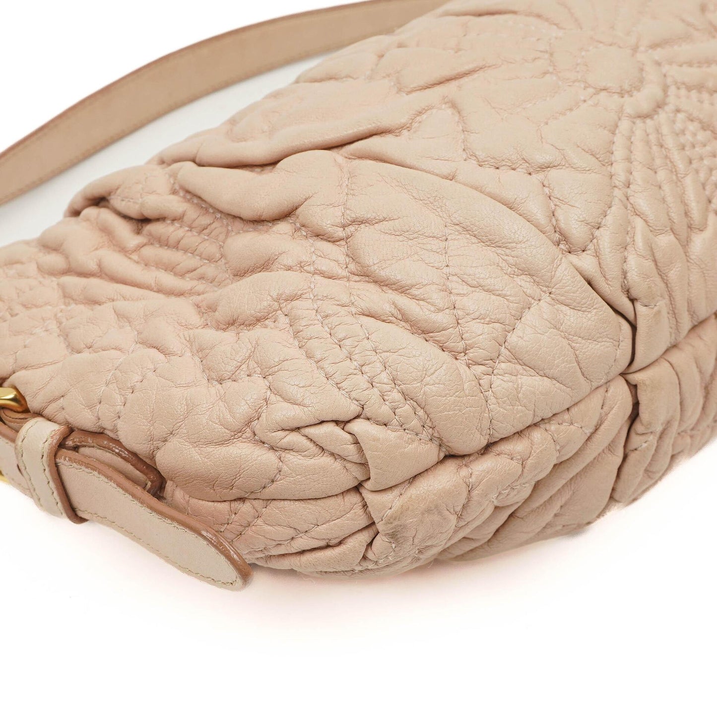 Prada Nappa Stiche Rosa Beige Schultertasche