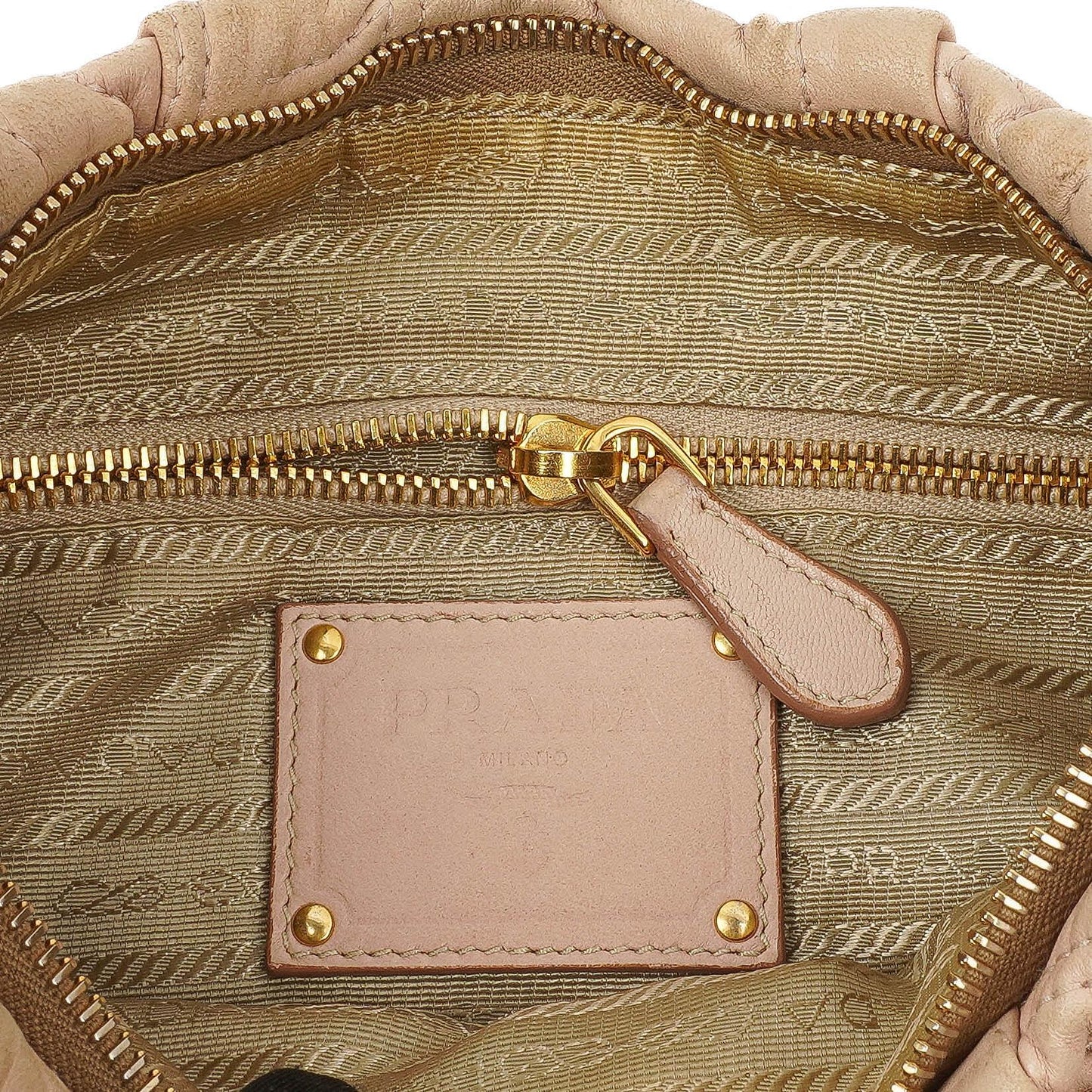 Prada Nappa Stiche Rosa Beige Schultertasche