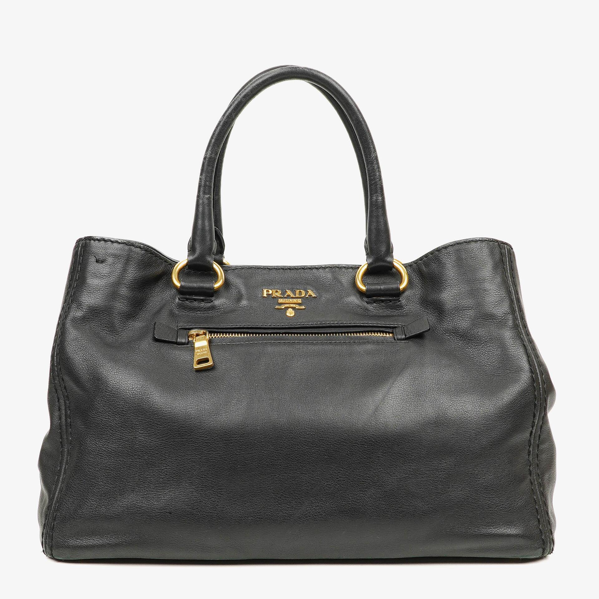 Prada Tote Tasche aus weichem Kalbsleder in Nero