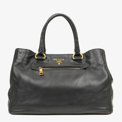 Prada Tote Tasche aus weichem Kalbsleder in Nero