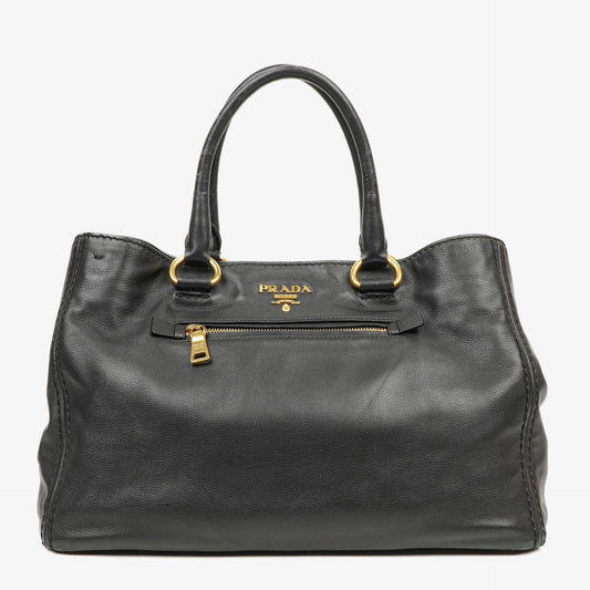 Prada Tote Tasche aus weichem Kalbsleder in Nero