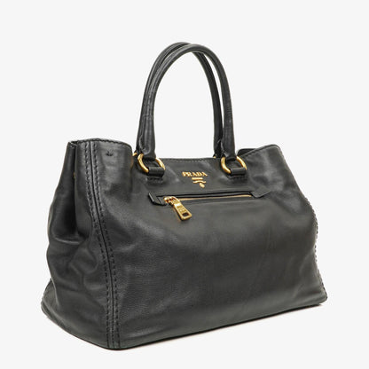 Prada Tote Tasche aus weichem Kalbsleder in Nero