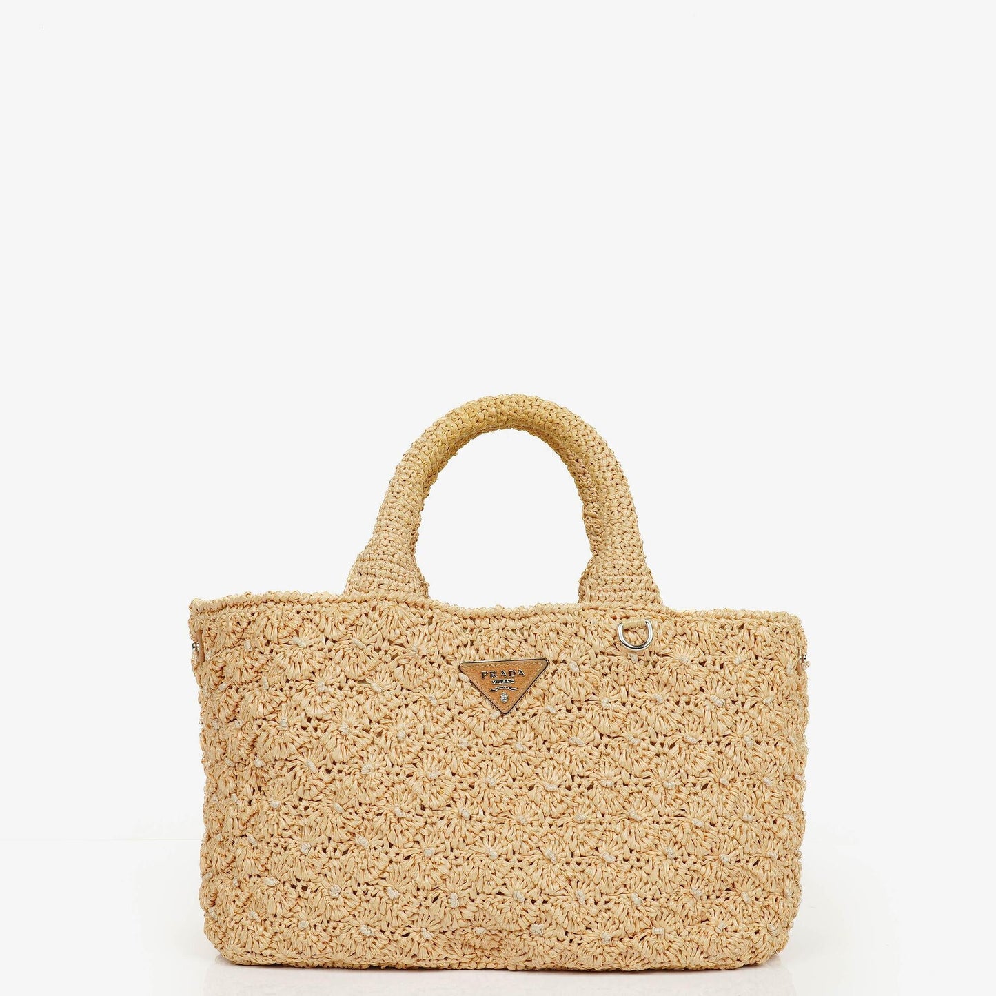 Prada Raffia Pois Naturale Tal Schultertasche