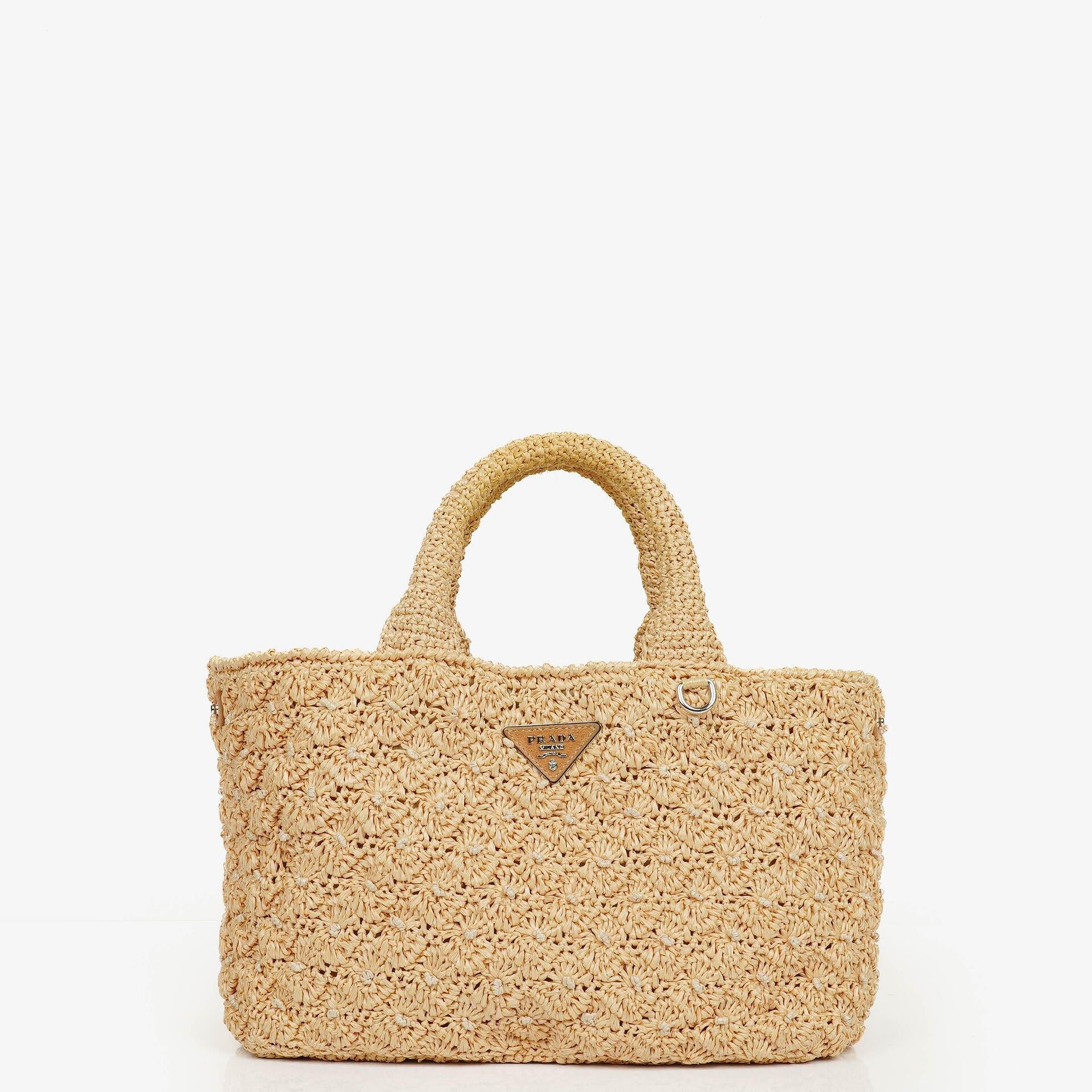 Prada Raffia Pois Naturale Tal Schultertasche