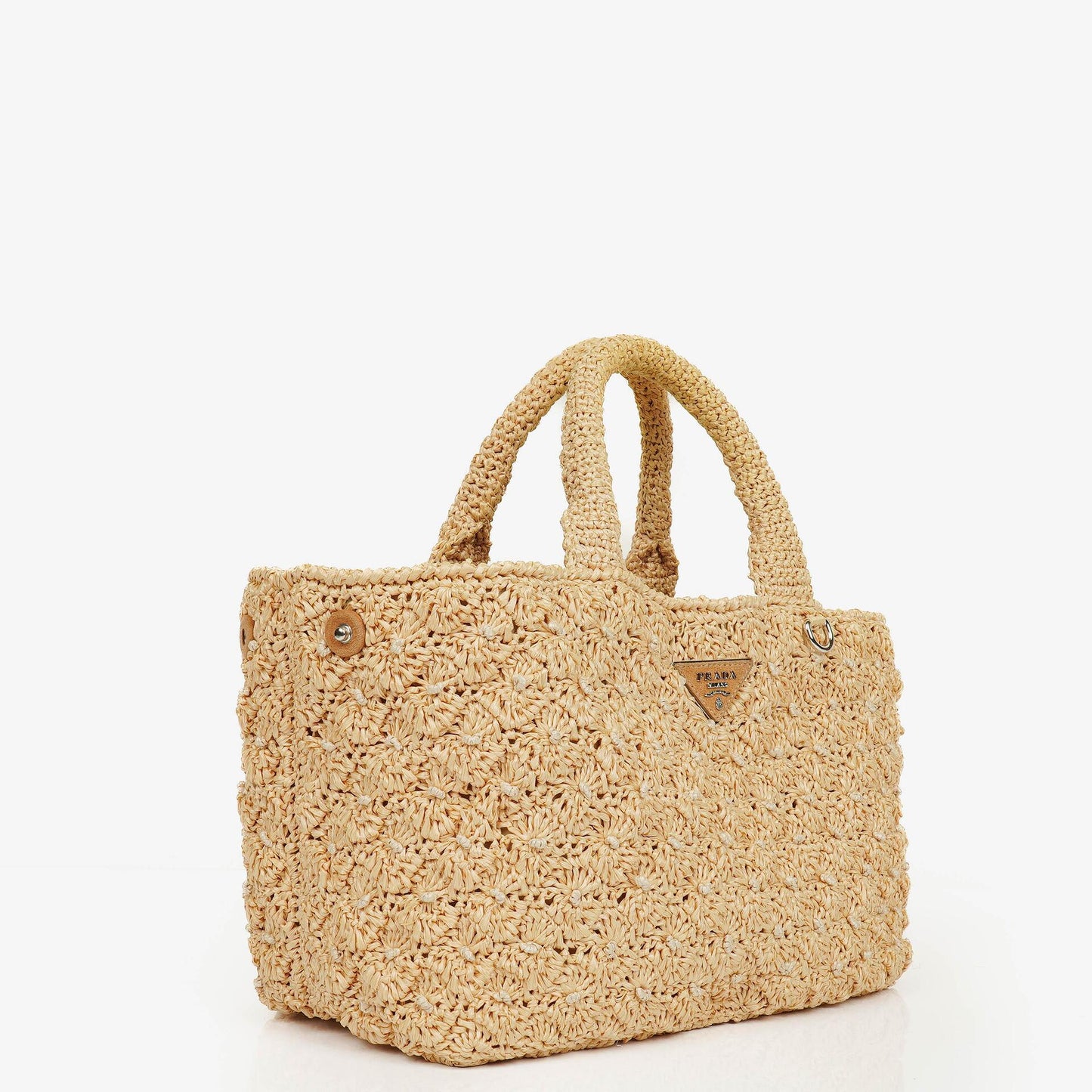 Prada Raffia Pois Naturale Tal Schultertasche