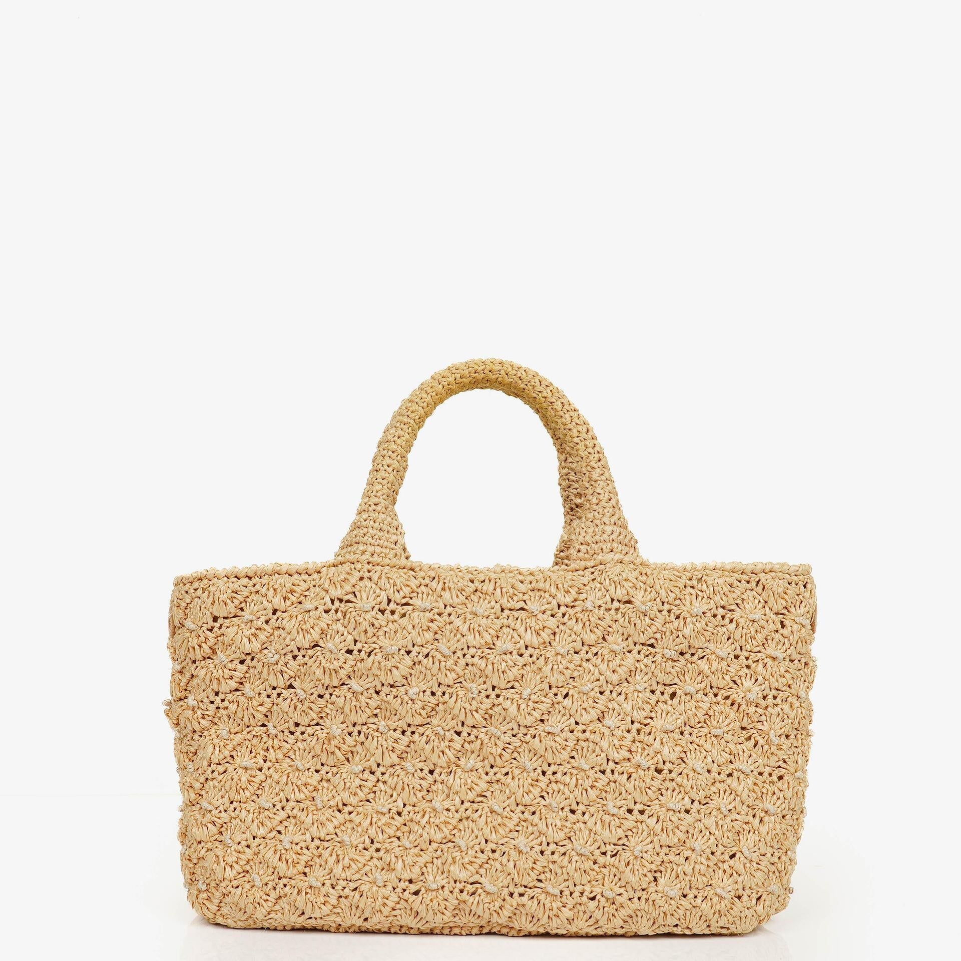 Prada Raffia Pois Naturale Tal Schultertasche