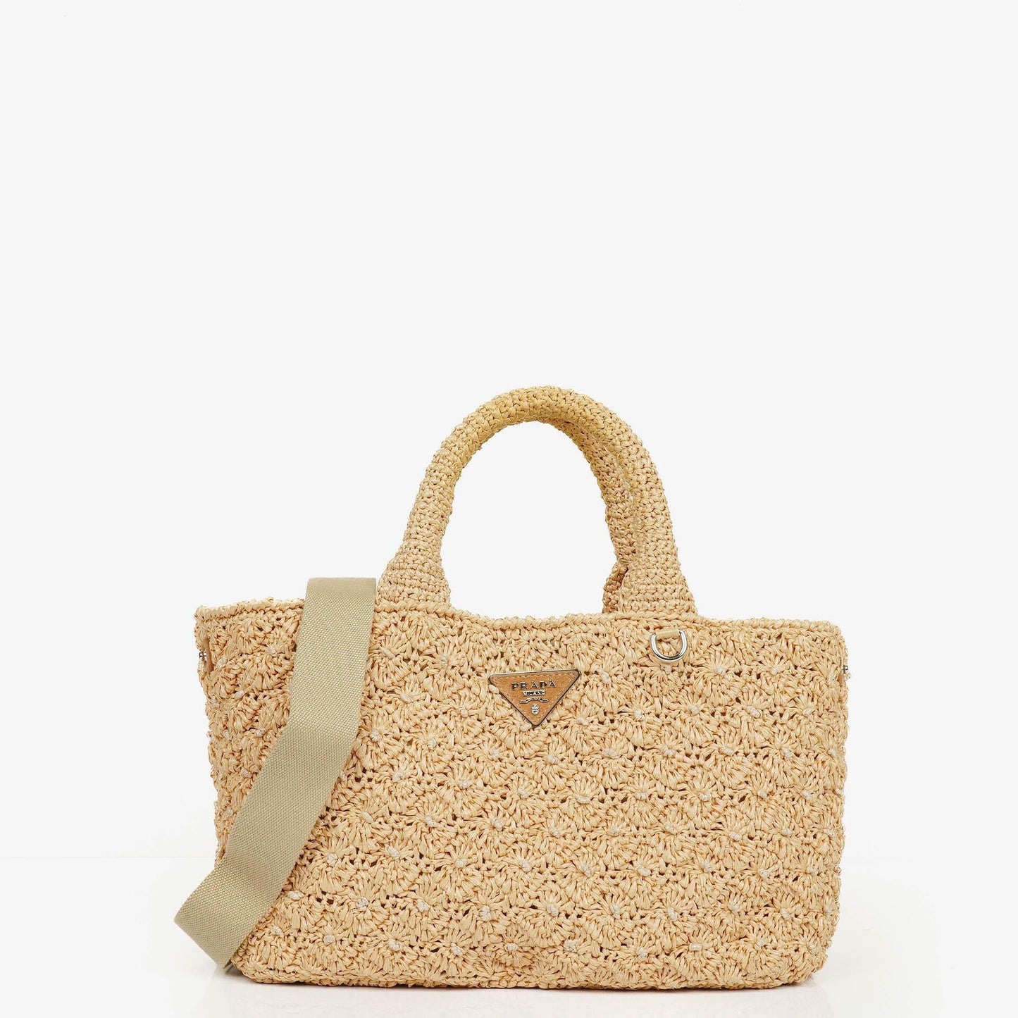 Prada Raffia Pois Naturale Tal Schultertasche