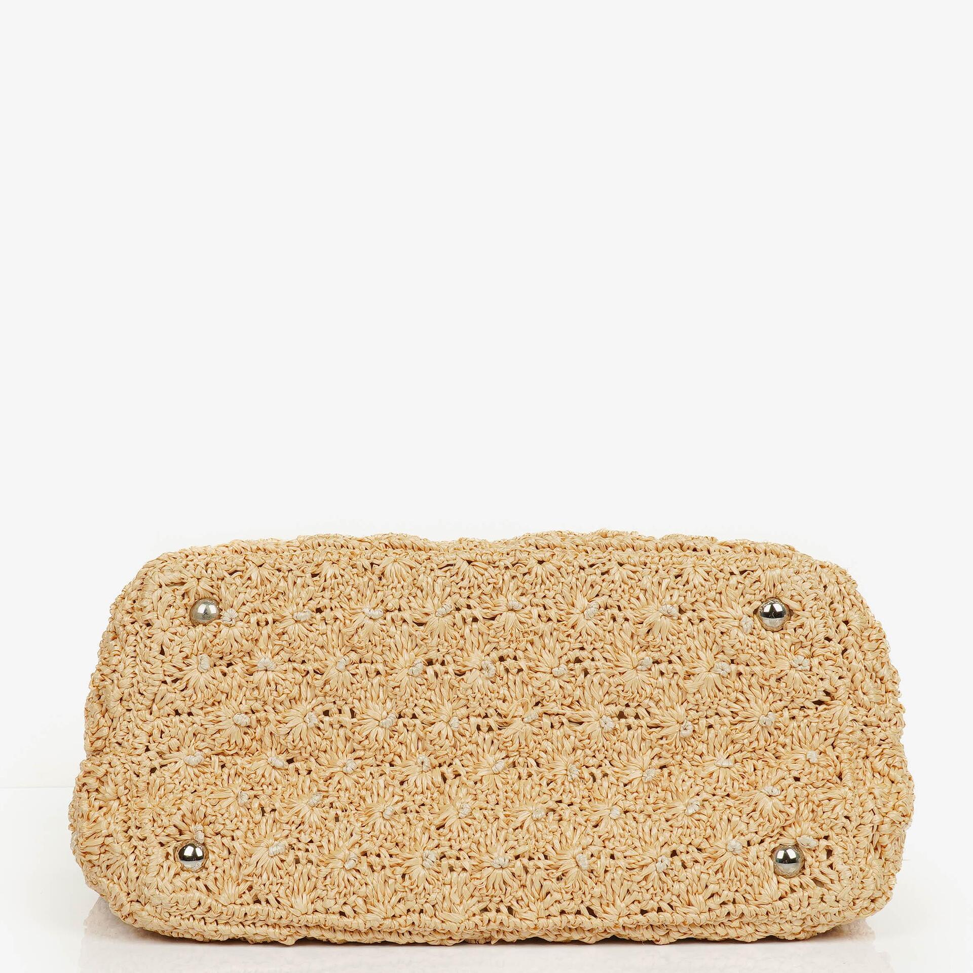 Prada Raffia Pois Naturale Tal Schultertasche