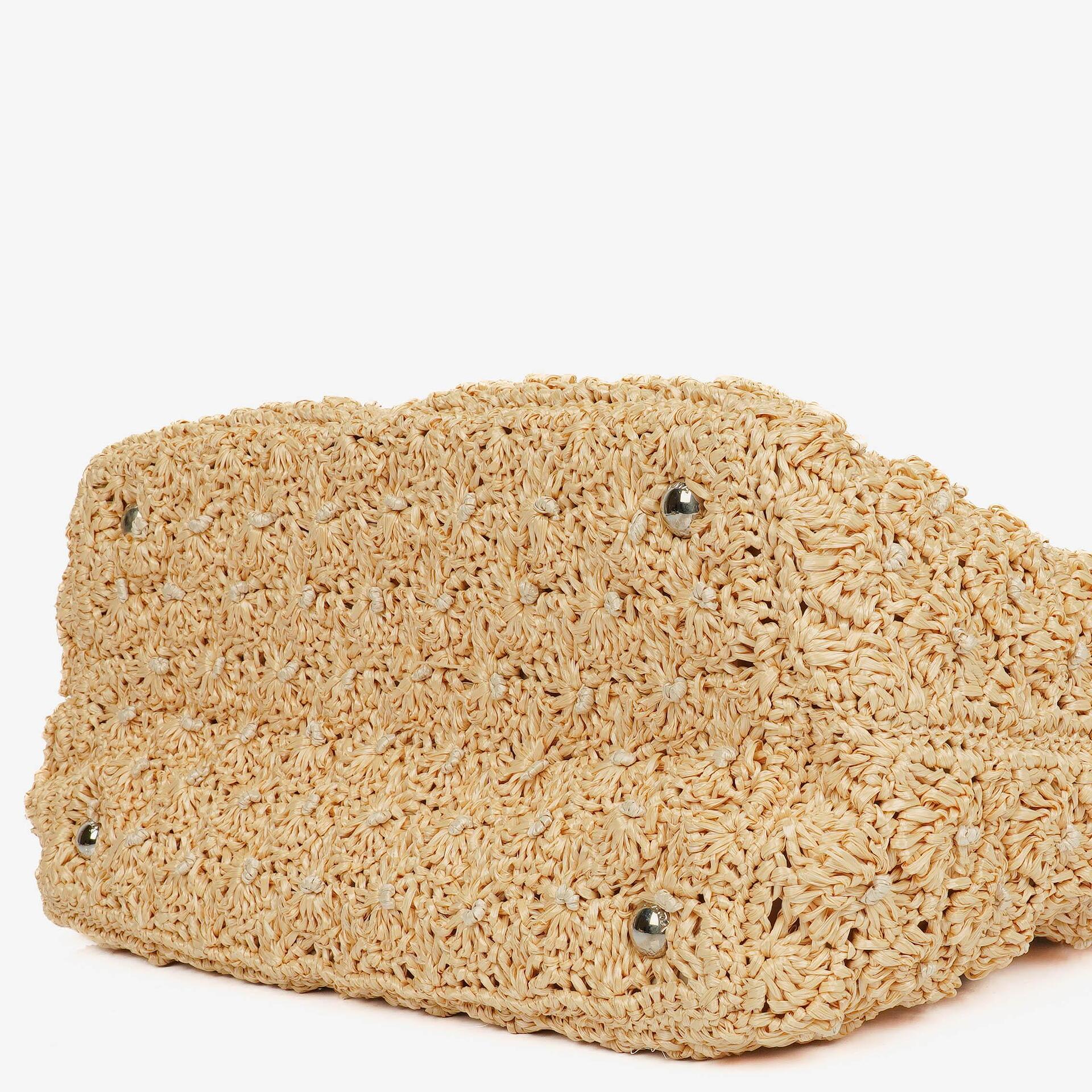 Prada Raffia Pois Naturale Tal Schultertasche