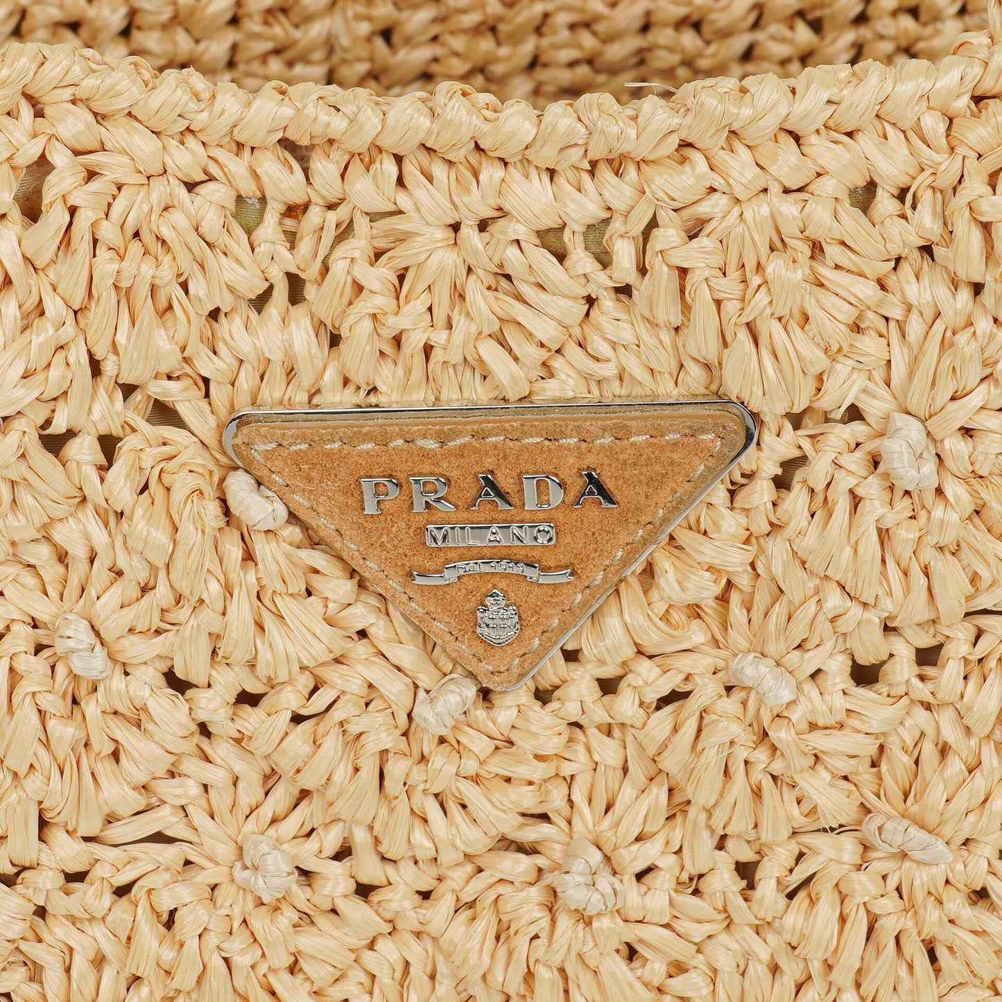 Prada Raffia Pois Naturale Tal Schultertasche