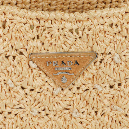 Prada Raffia Pois Naturale Tal Schultertasche