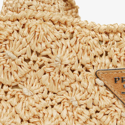 Prada Raffia Pois Naturale Tal Schultertasche