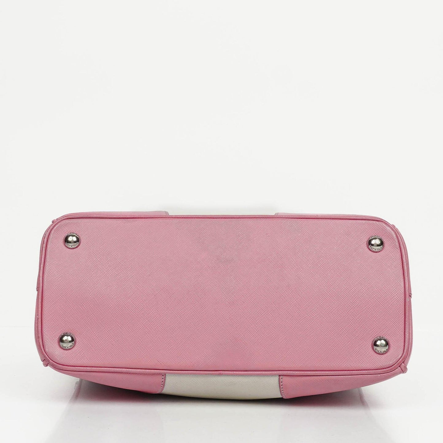 Prada Saffiano Lux Small Galleria Doppelreißverschluss-Tote in Bi-Color White/Begonia