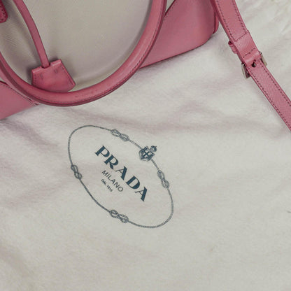 Prada Saffiano Lux Small Galleria Doppelreißverschluss-Tote in Bi-Color White/Begonia