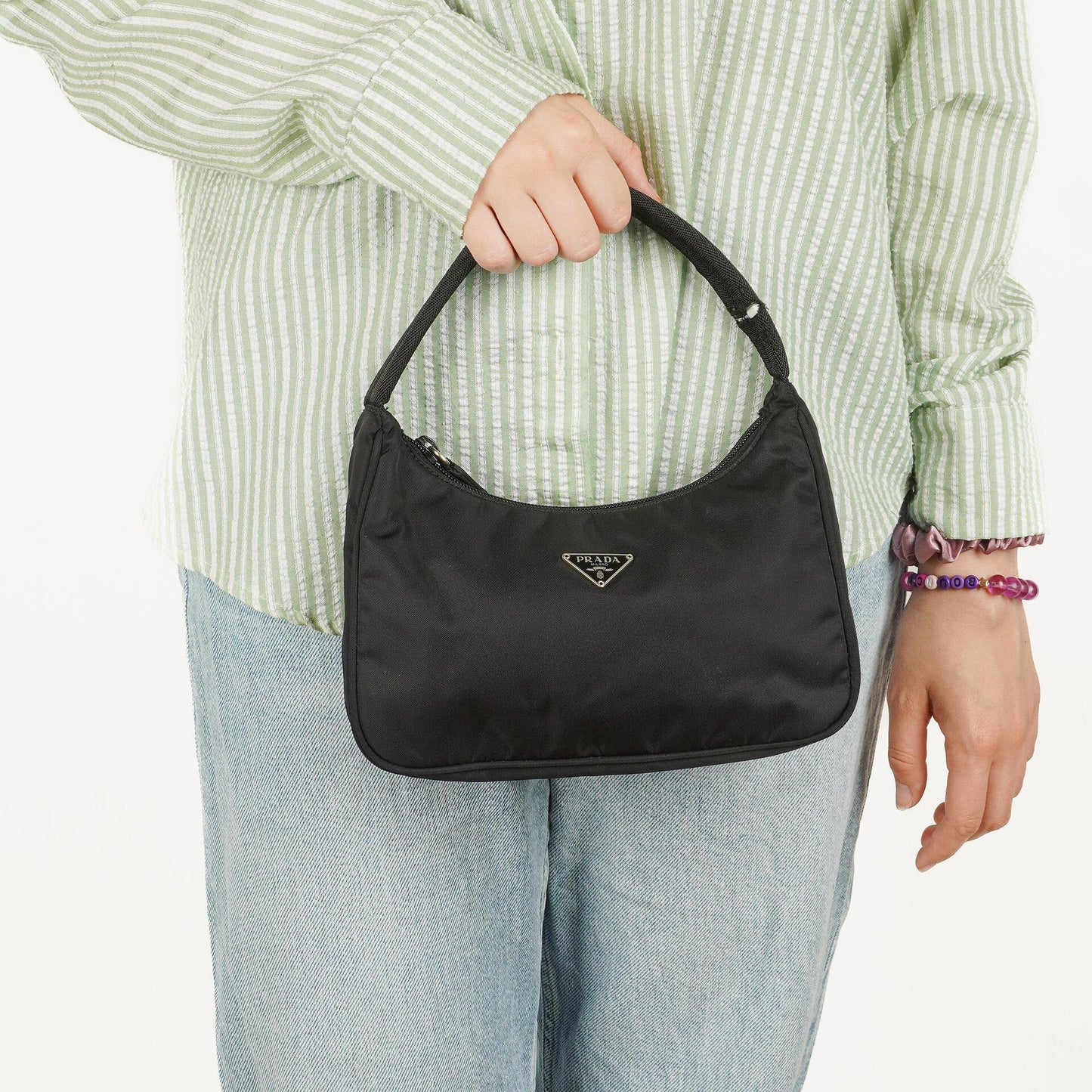 Prada Tessuto Hobo-Tasche aus schwarzem Nylon